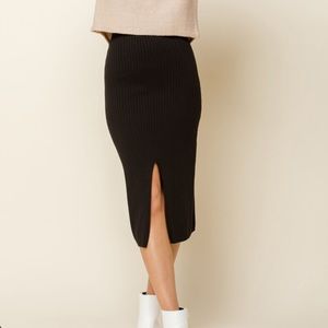 Free People Black Ribbed Midi Skirt